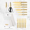 McCook MC21G Knife Sets,15 Pieces Golden Titanium Kitchen Knife Block Sets with Built-in Sharpener